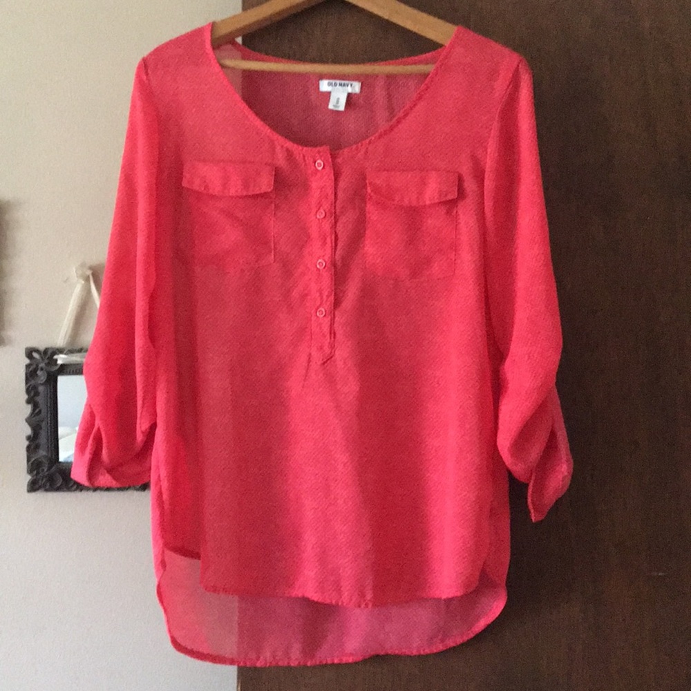 Sheer coral spring/summer blouse